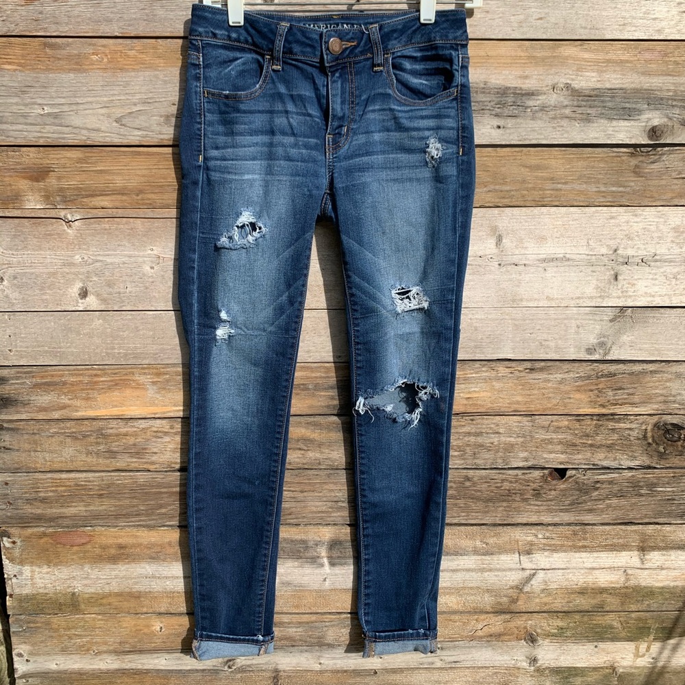 AEO • Distressed Dark Wash Jeggings